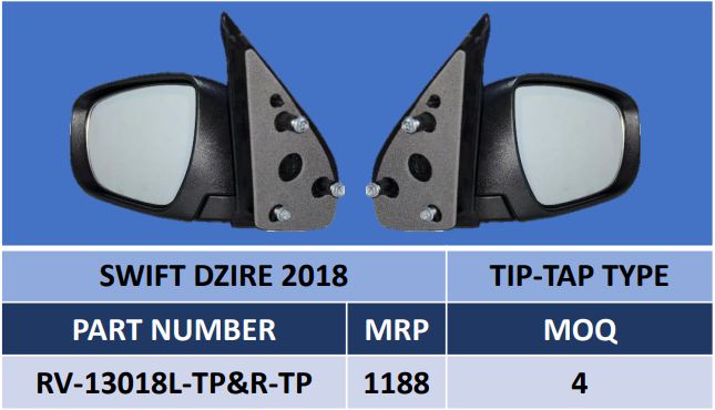 RVM SWIFT DZIRE 2018 RH TIP TAP TYPE