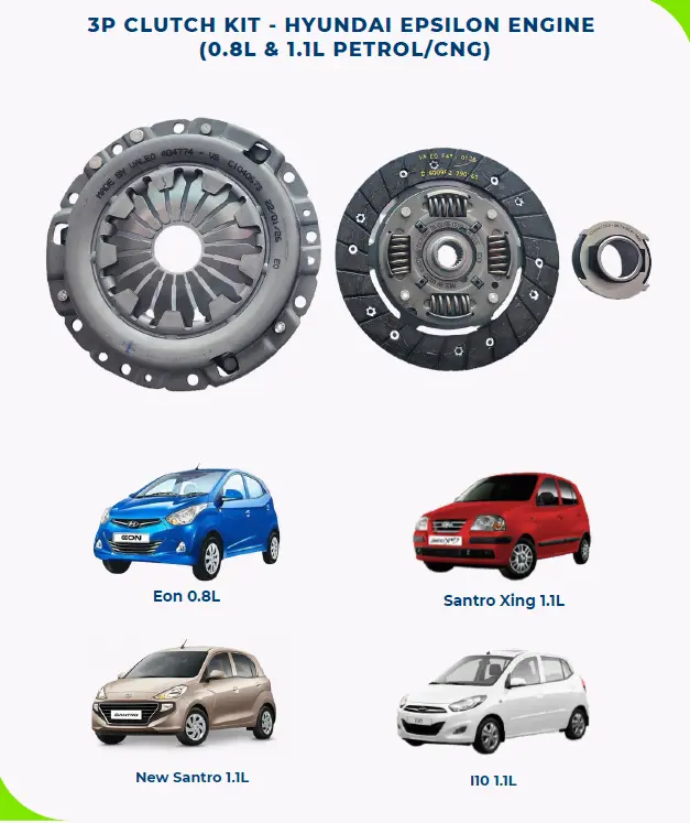 Clutch Set with CRB Hyundai Eon 0.8L / Santro / I10 1.1LPetrol / CNG