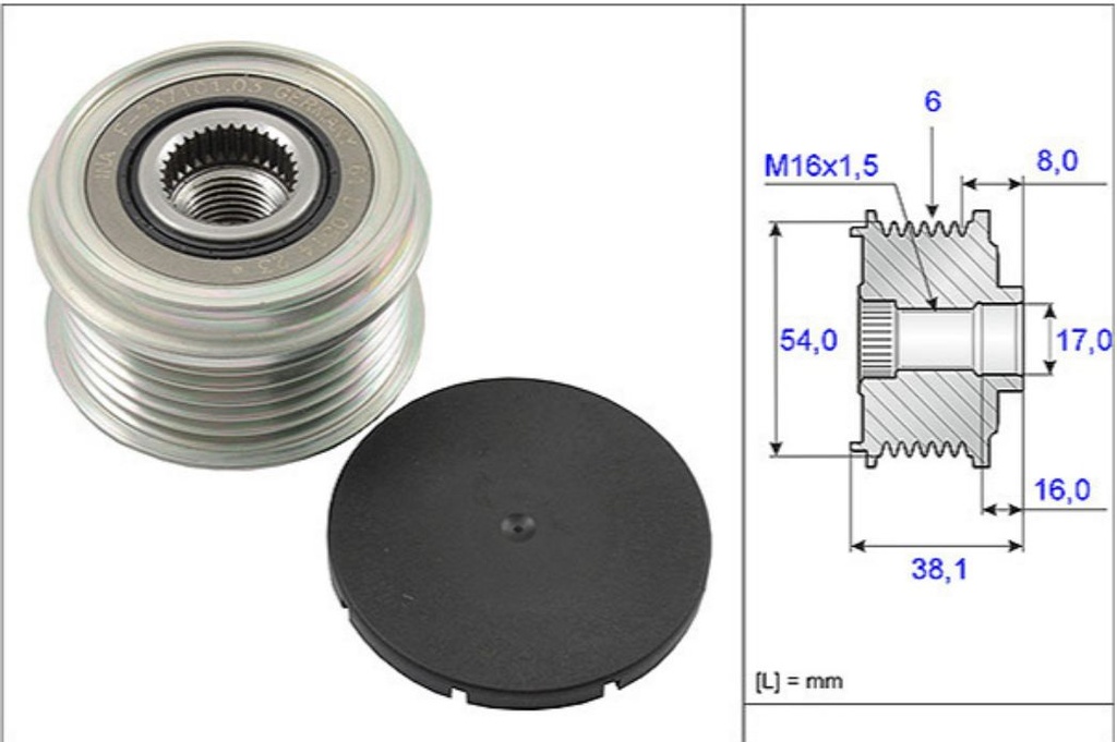 OAP (Valeo Alternator) Fiat 1.3 D Multijet / 1.3 JTD Multijet Engine: Fiat 500, Grand Punto, Punto EVO, Punto Pure, Palio, Linea, Avventura 5350063100