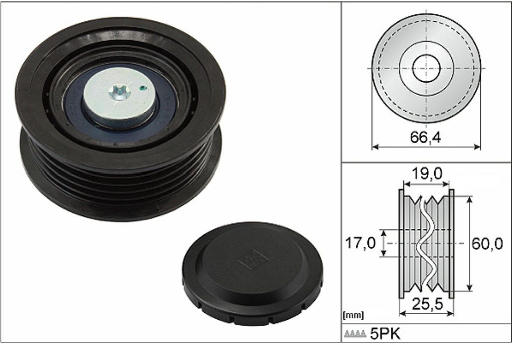 Deflection/Guide Idler Pulley, V-ribbed belt For Hyundai 1.1/1.4/1.6/ I10 I20 Verna Diesel Kia Seltos f-582027  5320642000