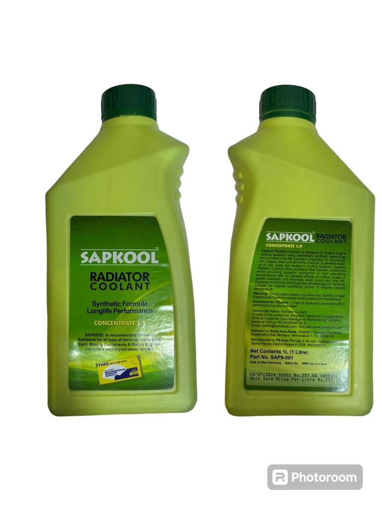 SAPKOOL Radiator Coolant Conc 1+9(1 lit x 20 cans)-Green