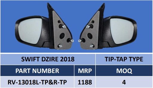 [M RV-13018L-TP] RVM SWIFT DZIRE 2018 LH TIP TAP TYPE