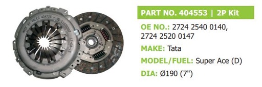 [va 404553] Clutch Set 2p LCV TATA Ace-1 ton Super ace