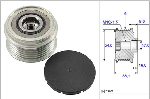 [luk f 237101.03/228824 NN] OAP (Valeo Alternator) Fiat 1.3 D Multijet / 1.3 JTD Multijet Engine: Fiat 500, Grand Punto, Punto EVO, Punto Pure, Palio, Linea, Avventura 5350063100