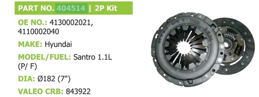 [va 404514 - 404620] Clutch Set 2p pv Hyundai Santro